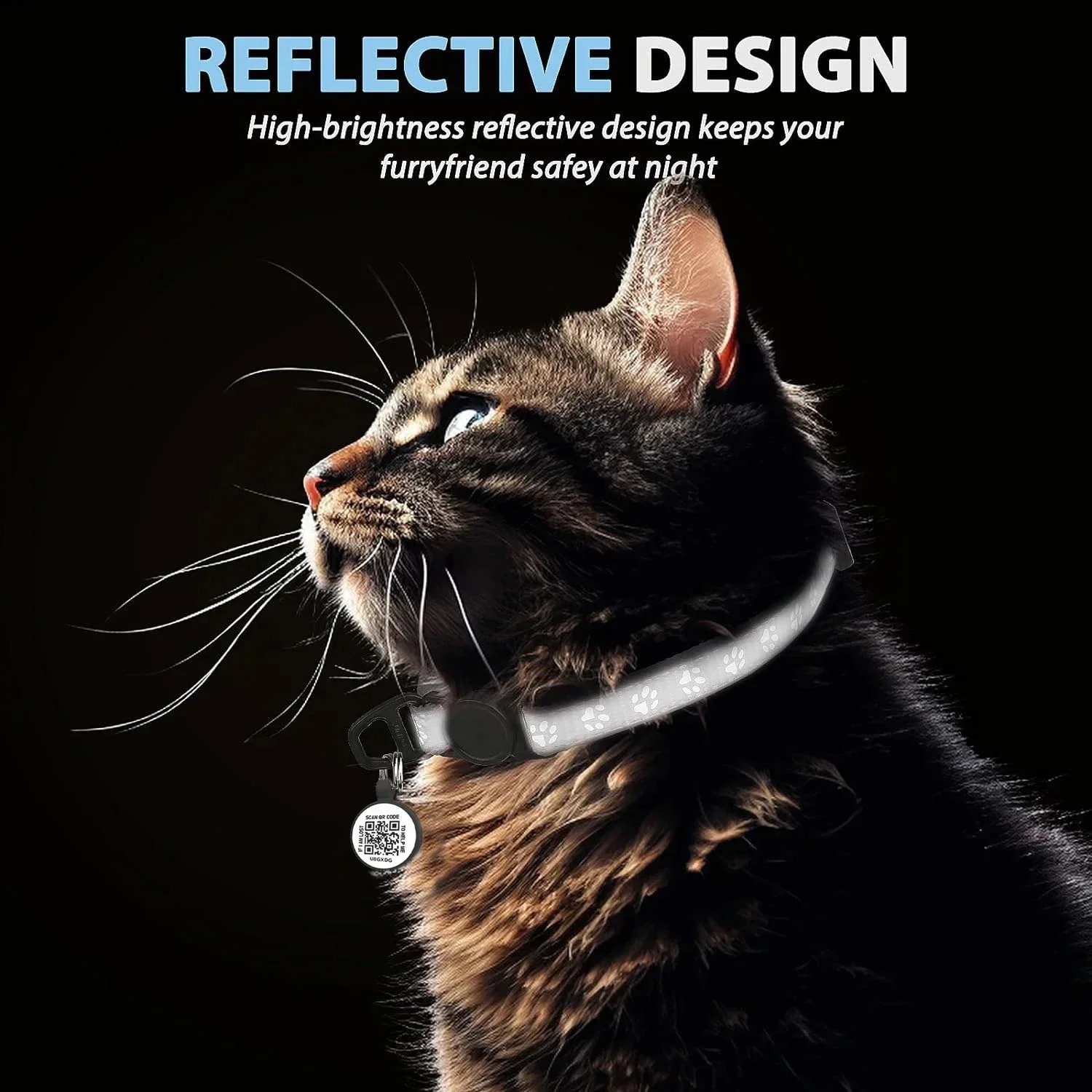 Kitten Collar with QR Smart Tag, Safety Release Reflective Cat Collar with Bell & Cat Anti-loss ID Tag Email Location for Puppy