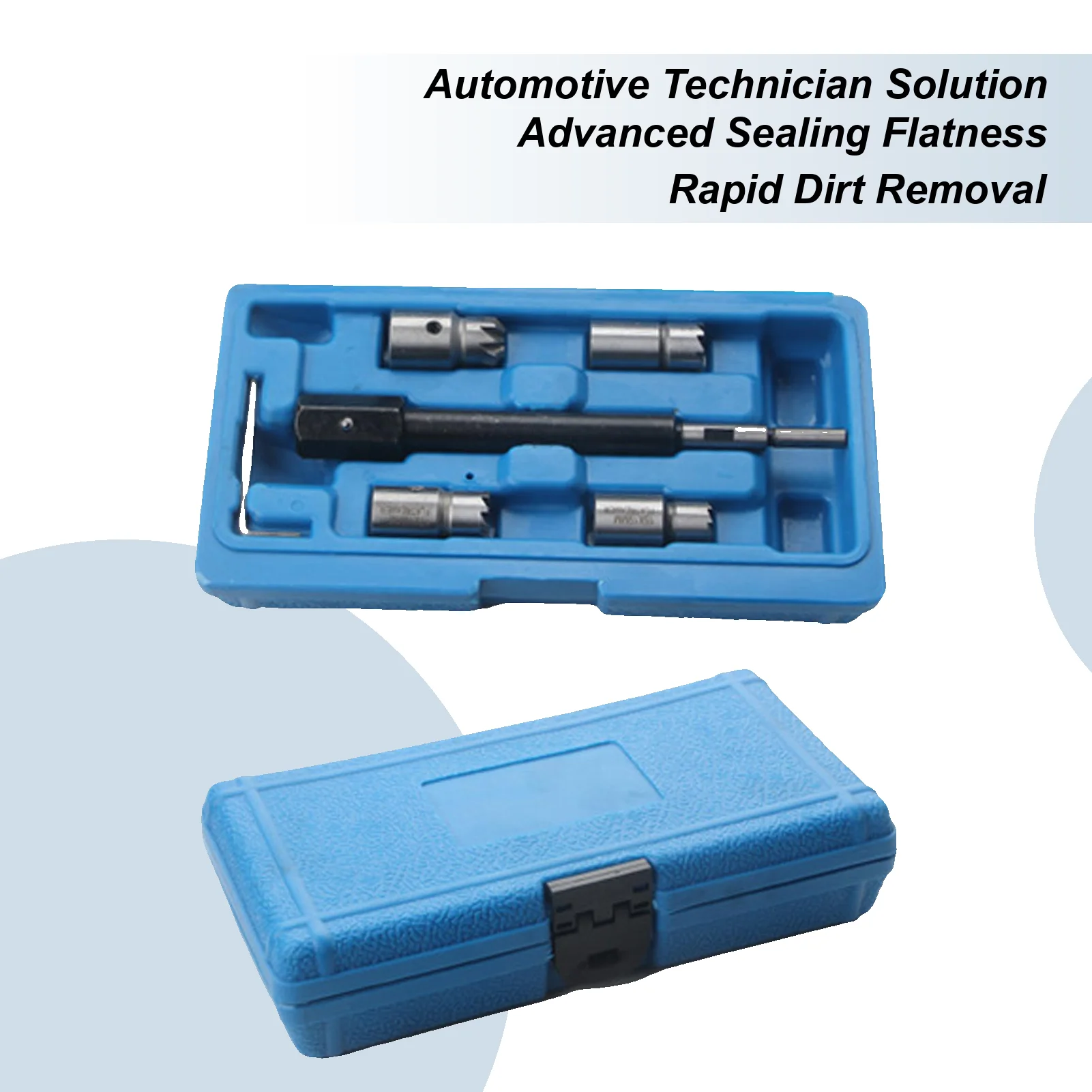 5PCS Diesel Injector Seat Cutter Tool Set Cleaner Carbon Cutting Tool Kit Multifunctional Injector Seat Cleaning Set