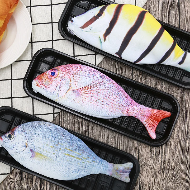 Pencil Bag Carp Pen Bag Realistic Fish Shape Make-up Pouch Pen Pencil Case With Zipper Back To School Pencil Pouch Pen Bag