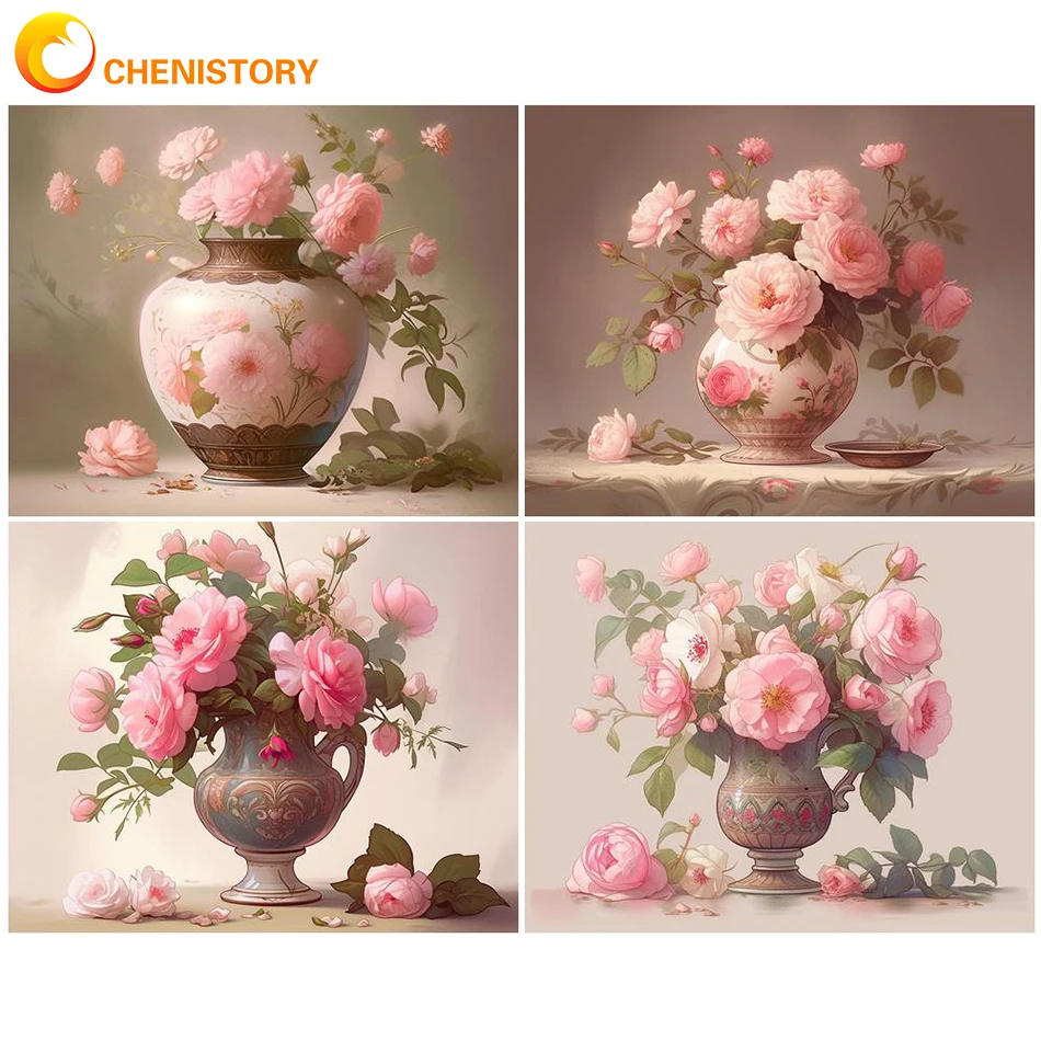 

CHENISTORY Oil Painting On Canvas Handmade Art 40x50cm DIY Craft For Adults Kits Picture By Number Flower Home Decoration Wall A