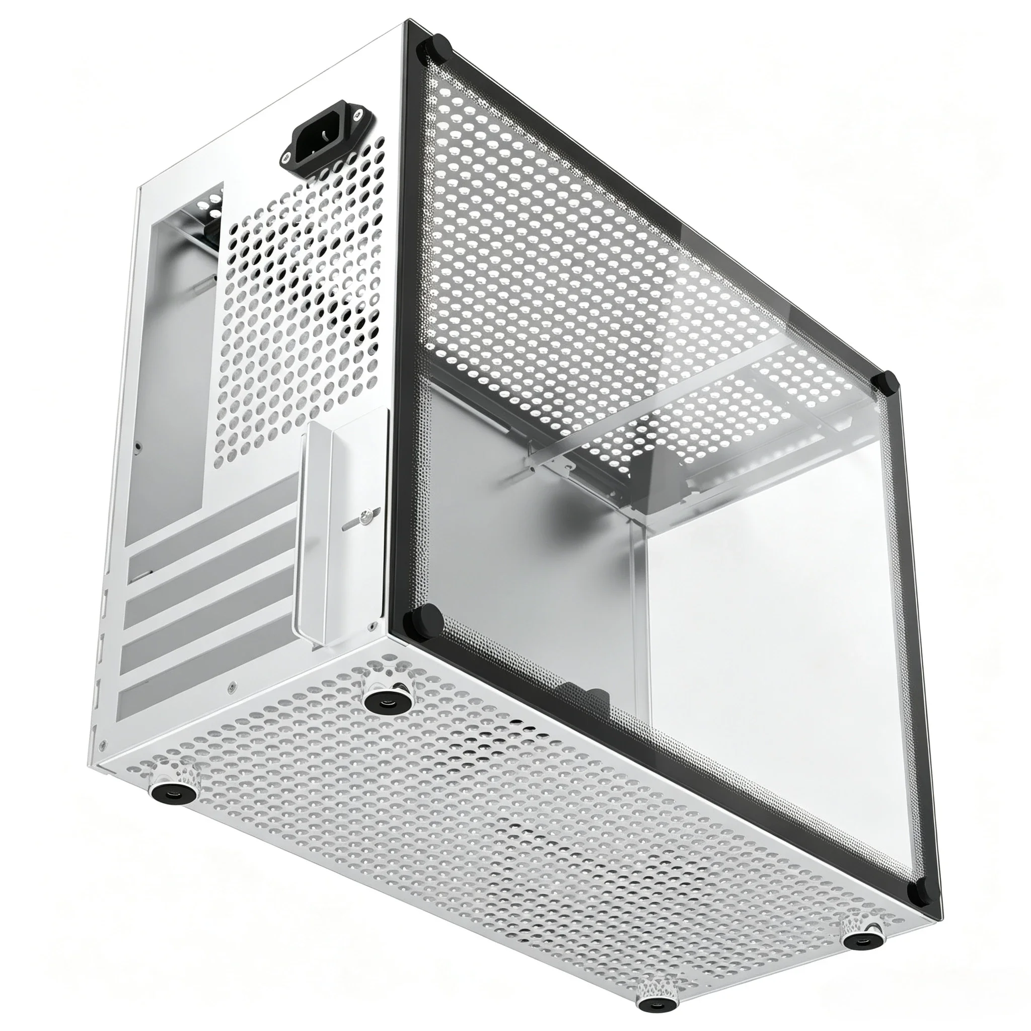 Vertical Micro ATX Computer Case Model C2P, Aluminum Frame, Side Panel Window, Compatible with MATX, DTX and ITX Mainboards