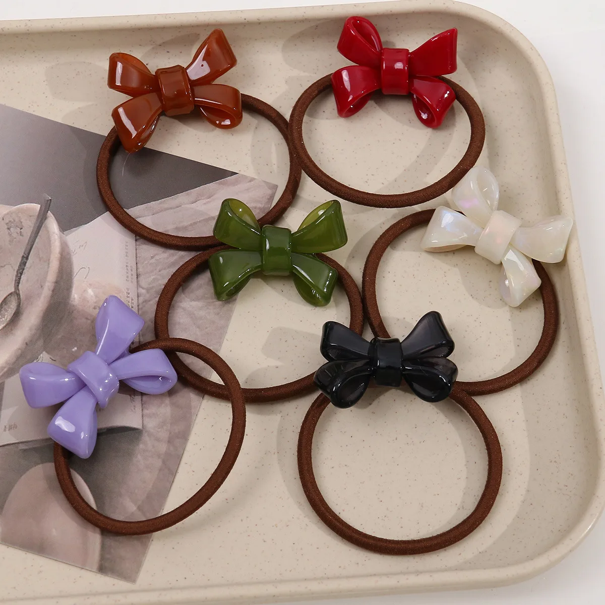 5pcs Gentle korean style chill hair ties for women cute hair accessories for girls bow female barrettes