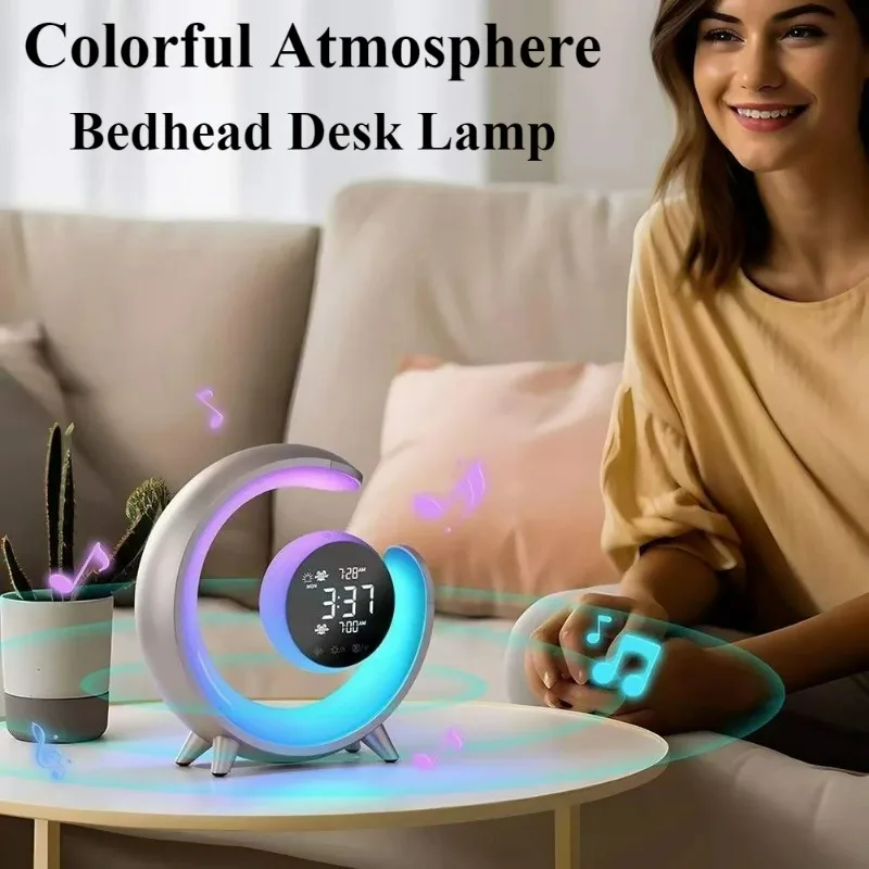 Colorful Atmosphere Bedhead Desk Lamp White Noise Touch Dual Alarm Clock Night Light Decoration Bedroom Office Children's Gift