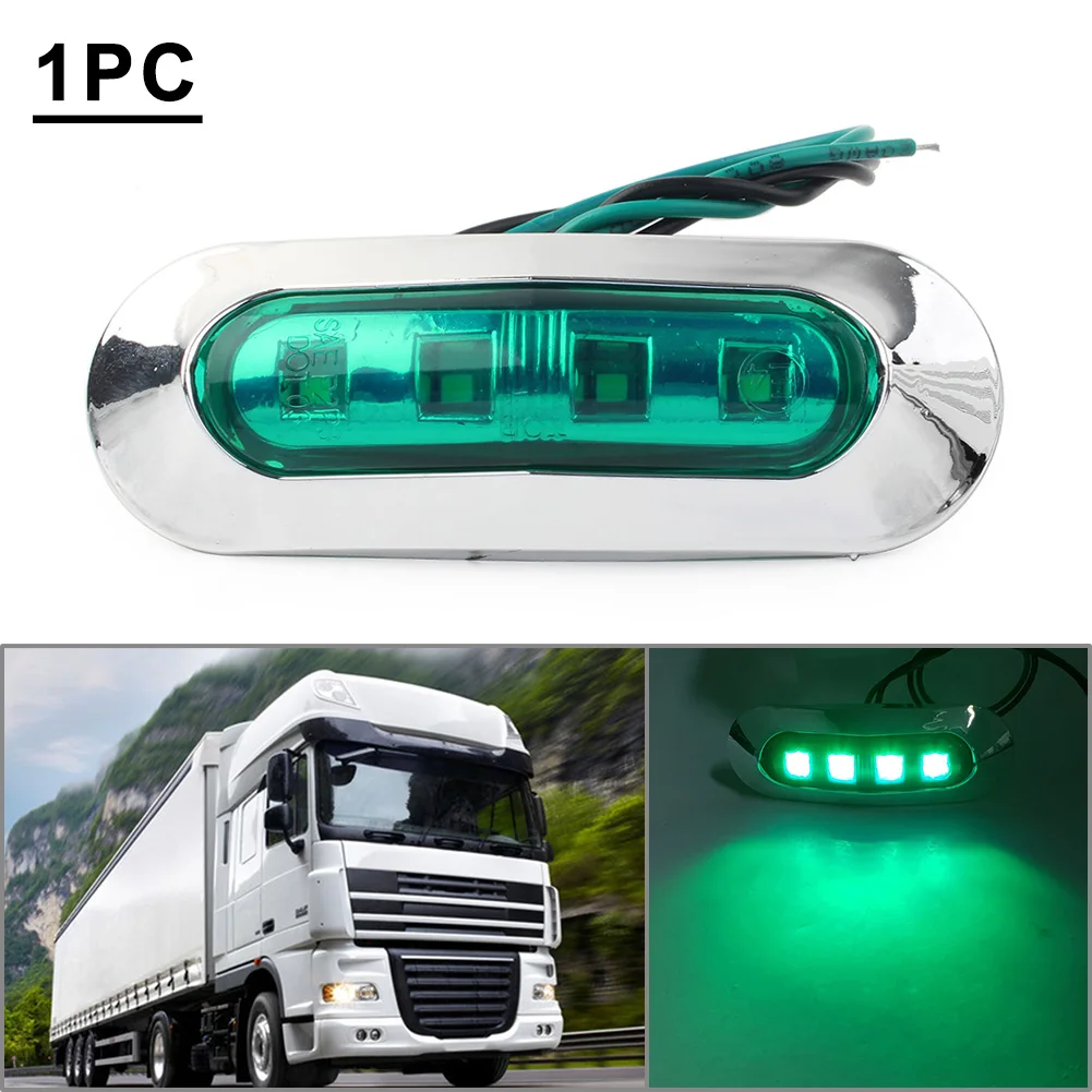 Green 4 LED Side Clearance Marker Light For Car Truck Trailer Pickup 12V 24V