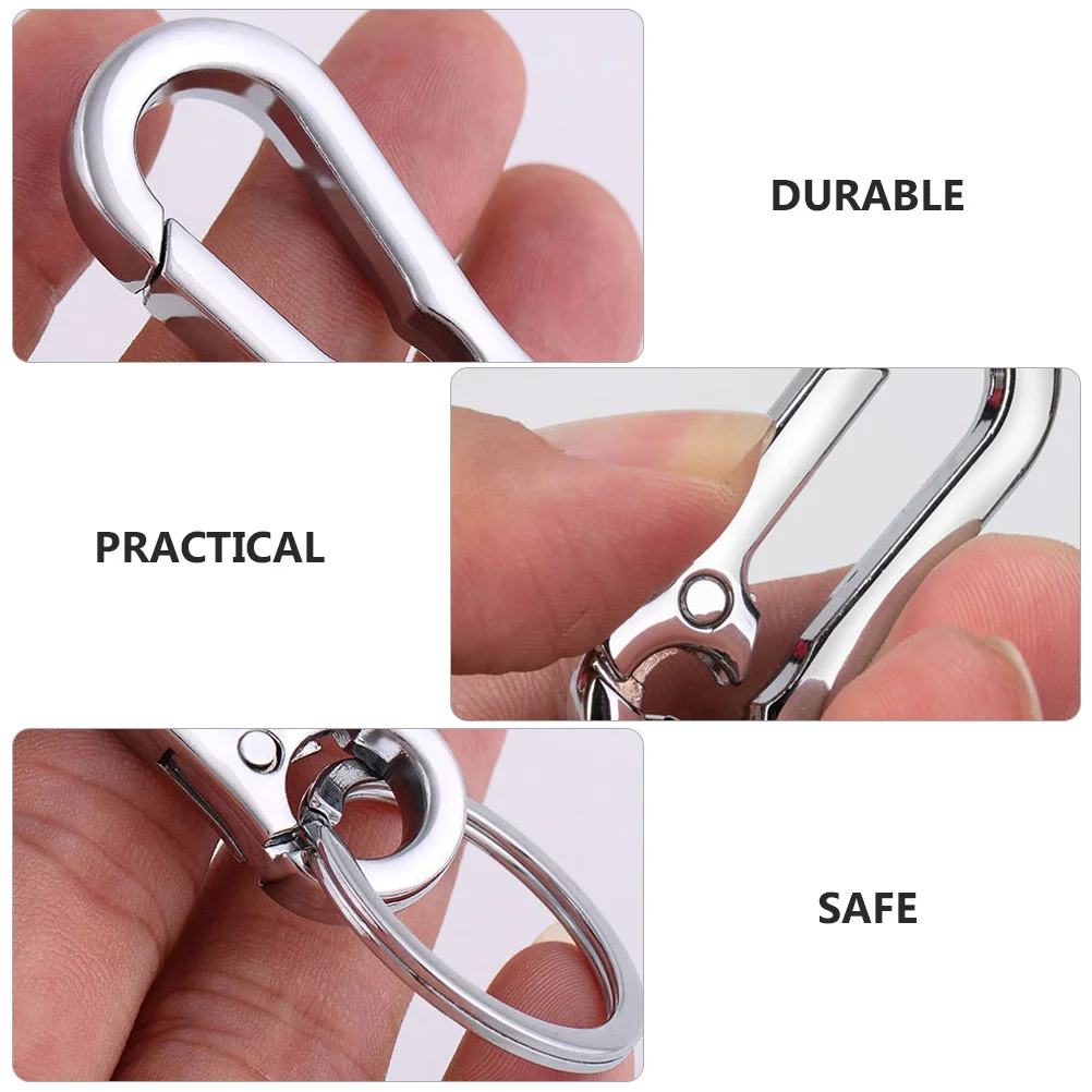 8 Pcs Lanyards Key Chain Clip Ring Clamp Metal Carabiner Keyring Keychain Silver Lovers