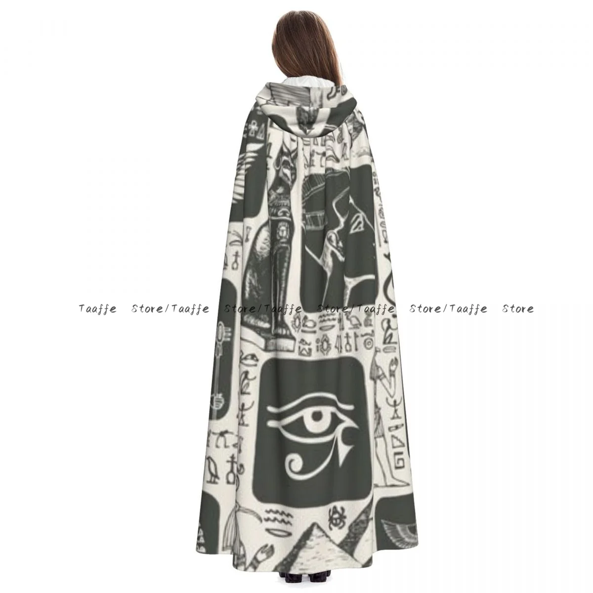 Hieroglyphs Ancient Egypt Witch Cloak Halloween Cosplay Costume Adult Unisex Cloak Retro Ages Cape