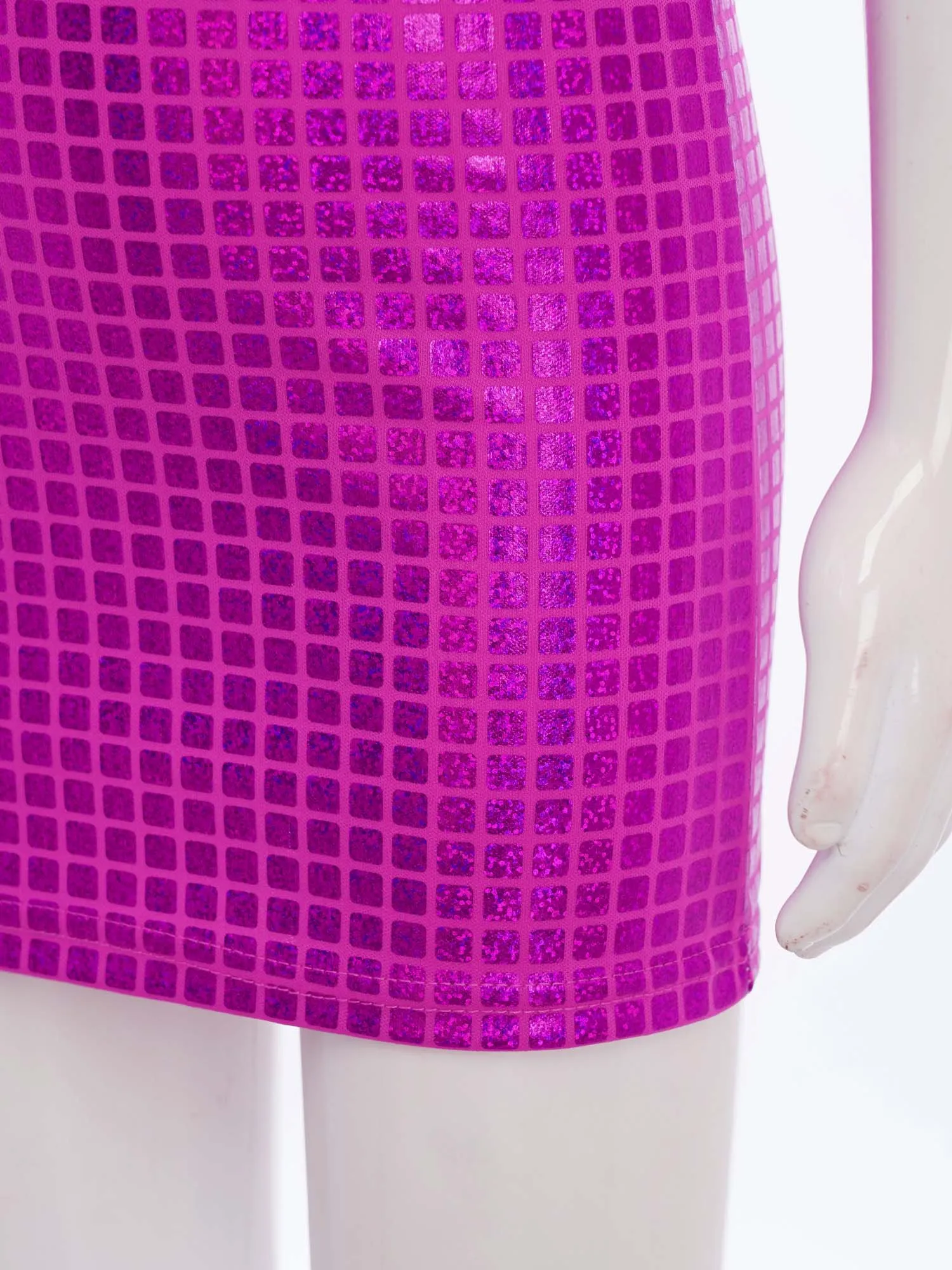 Crianças meninas vestido de dança xadrez um ombro sem mangas metálico cheerleading palco desempenho jazz traje