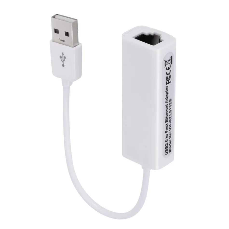 Wvvvv-Adaptador Ethernet, USB 2.0 para RJ45 Lan, Placa de rede para Macbook, Laptop, PC, Windows 7, 8, 10, 100Mbps