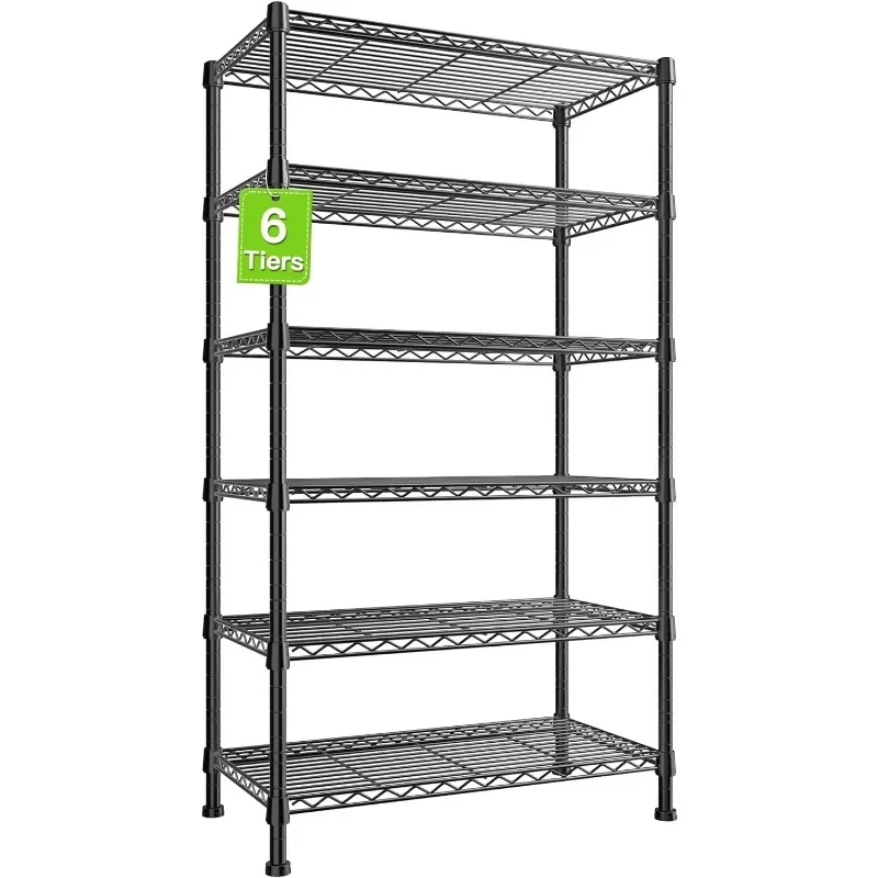 6-tire Wire Shelving Rack,Storage Shelves Metal Shelves for Storage Load 1000 LBS