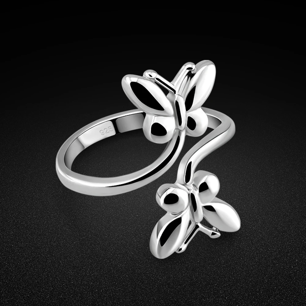 

Легкое роскошное кольцо из стерлингового серебра 925 пробы, женское кольцо принцессы с бабочкой, обнаженное крыльями, винтажные модные украшения, романтический темперамент