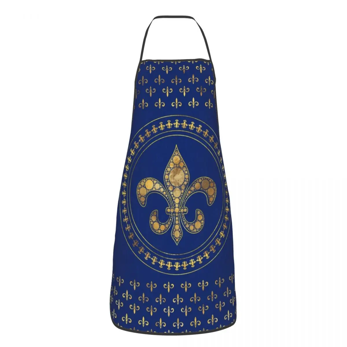 Fleur-De-Lys Gold And Royal Blue Apron Women Men Unisex Bib Fleur De Lis Lily Flower Cooking Kitchen Tablier Cuisine Chef Baking