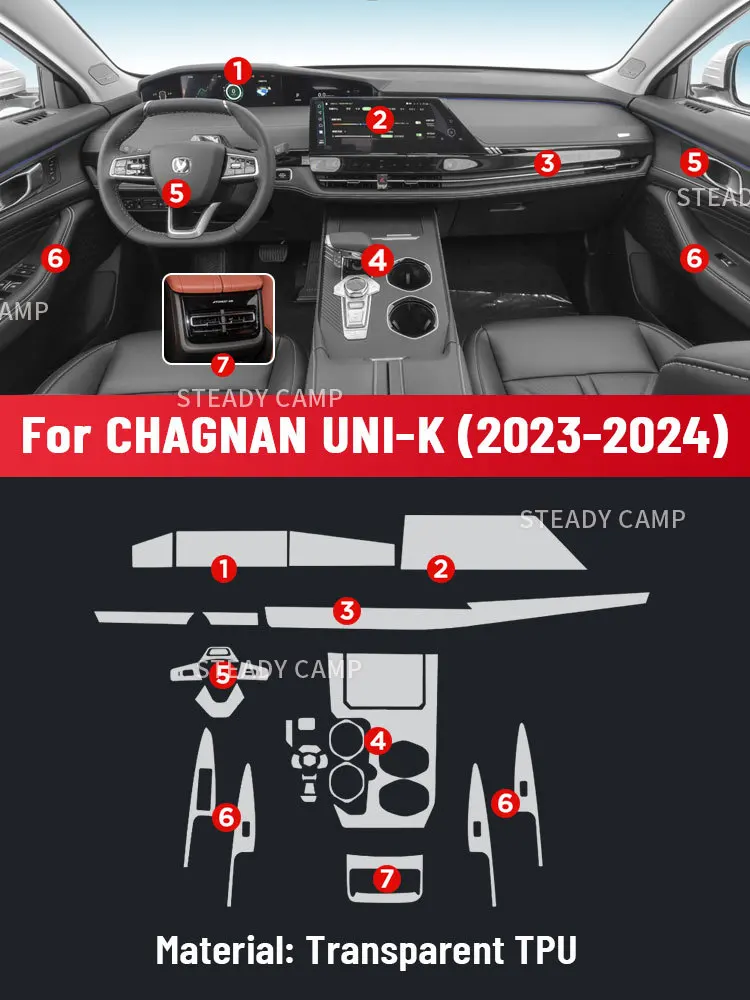 Anti-scratch Car Interior Center Console Media Dashboard Navigation TPU Protector Film For CHANGAN UNI-K 2023 2024 Sticker