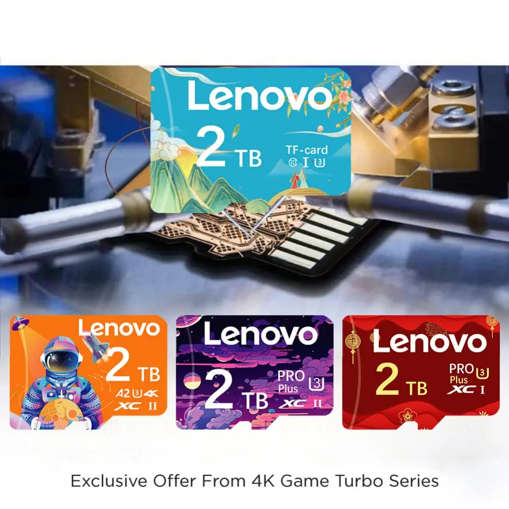 Lenovo-tarjeta de memoria Ultra Microsd A1, 2TB, 1TB, 128GB, 256GB, 512GB, SD, TF, Flash, Clase 10 para teléfono