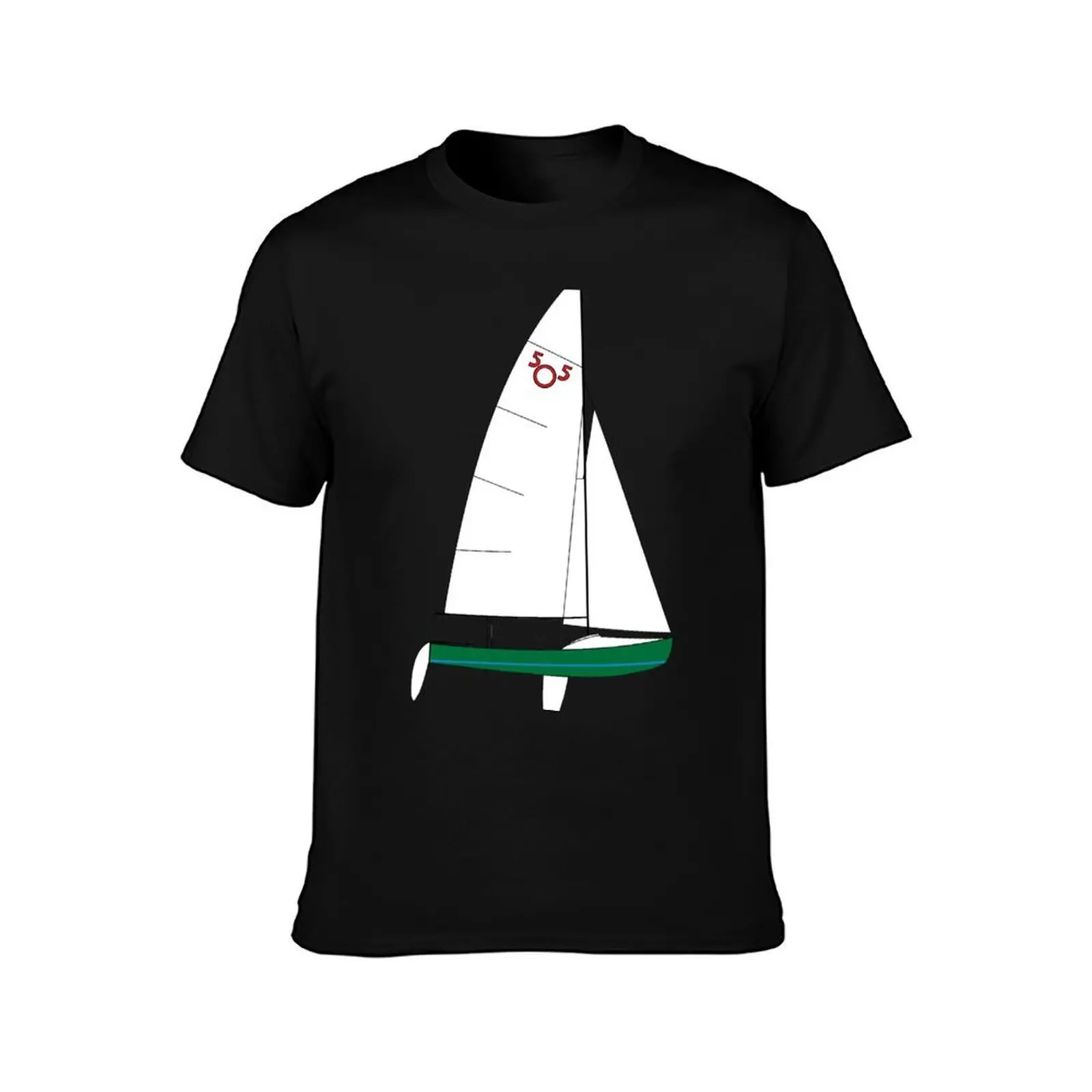 International 505 Sailboat - Green T-Shirt Fashion Pattern Printed Tee Shirt T-Shirt