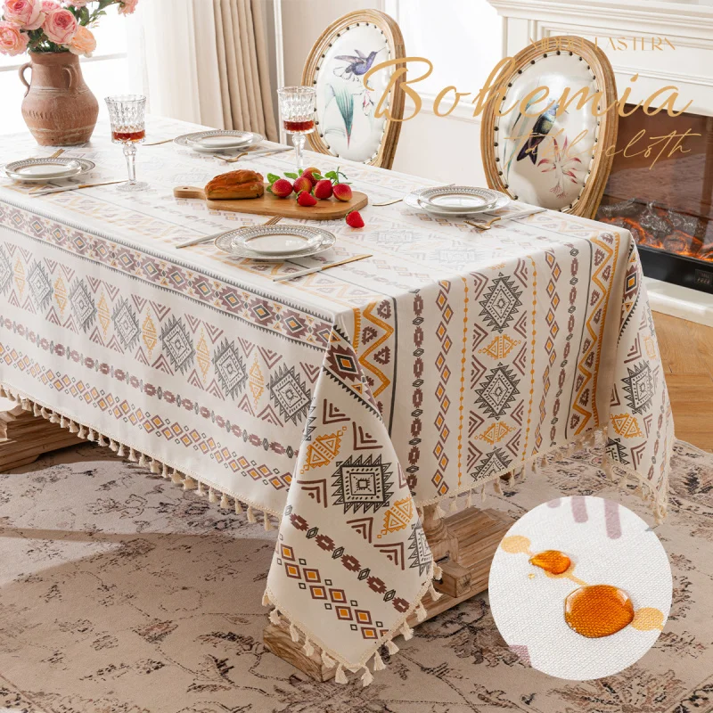 New European-style Tablecloth, Waterproof and Oil-proof, Coated Dining Tablecloth, Non-slip and Stain-resistant, Coffee Table Co