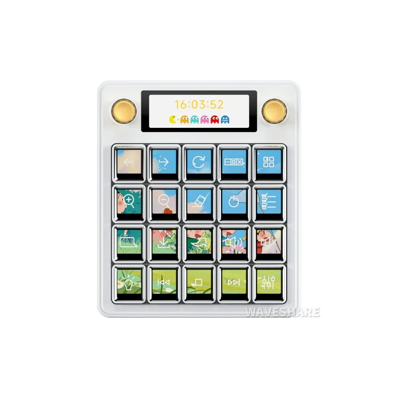 لوحة تحكم صوتية متعددة الوظائف من Waveshare MK20، مفاتيح ماكرو LCD ميكانيكية مقاس 20 × 0.85 بوصة وثانوية مقاس 2.8 بوصة