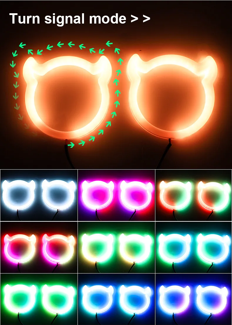 2 Stück RGB Angel Eyes Sechseckige Halo-Ringe Lichter mit Blinker APP Bluetooth LED Motorrad Nachrüstung DRL Auto-Scheinwerfer 12V – Detail 7