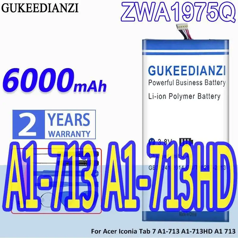 

Lightweight Tablet Battery For Acer Iconia Tab 7 A1-713 A1-713HD A1 713 Reliable Power Supply ZWA1975Q 6000Mah