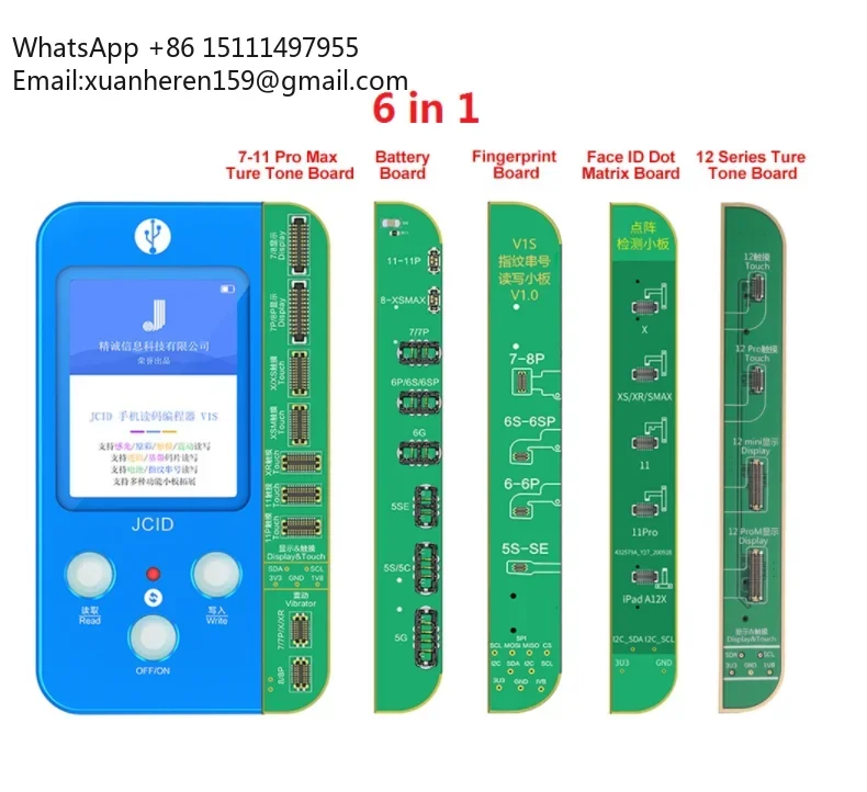 

Программатор JCID V1s для ремонта датчиков света, программатор Jc V1se для восстановления True Tone, батареи и отпечатков пальцев на iPhone