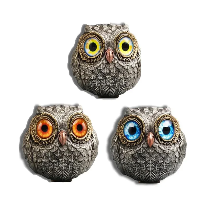 3pcs Mini Owl Figurines Lucky Owl Guardian Owl Statue The Wise Watcher of The Felt Wisdom Ornaments Home Decor Gift