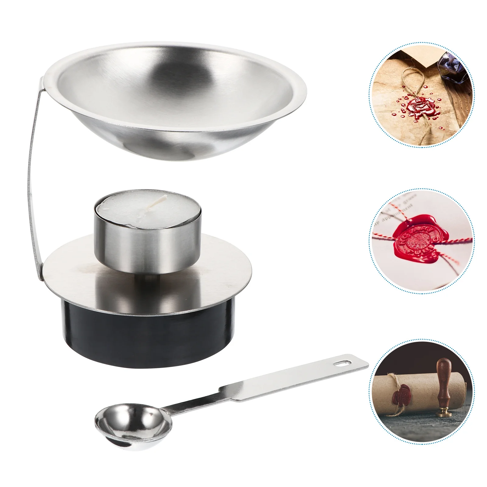 1 مجموعة 1 مجموعة الفولاذ المقاوم للصدأ الشمع ختم دفئا لجميع المستويات Diy بها بنفسك ذوبان موقد العملي ورنيش ختم أداة مجموعة فرن الشمع