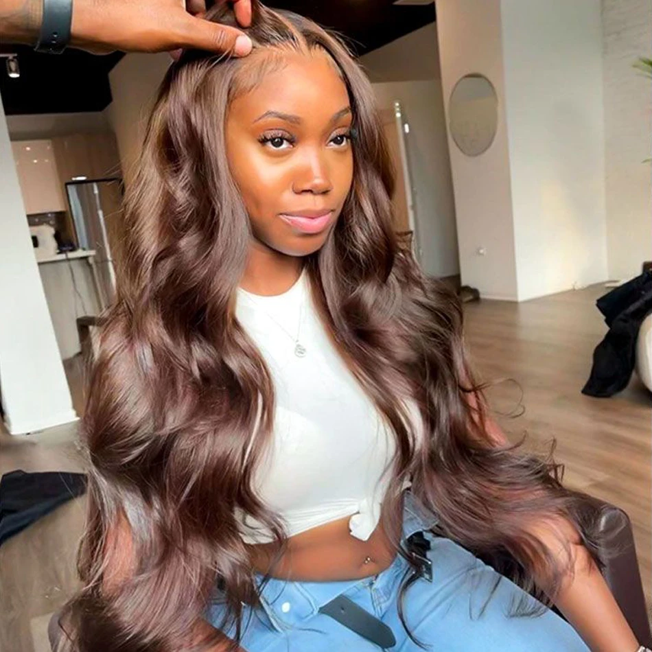 Malaysian Highlight Body Wave #2 13x4 Hd Transparent Lace Frontal Wigs Highlight Lace Front Wig Human Hair For Women Pre-plucked