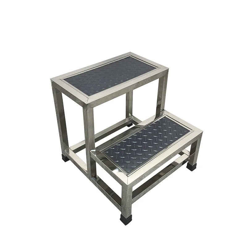 Stainless Steel Double Step Stool Anti-Slip Foot Rest for Home Hospital Salon