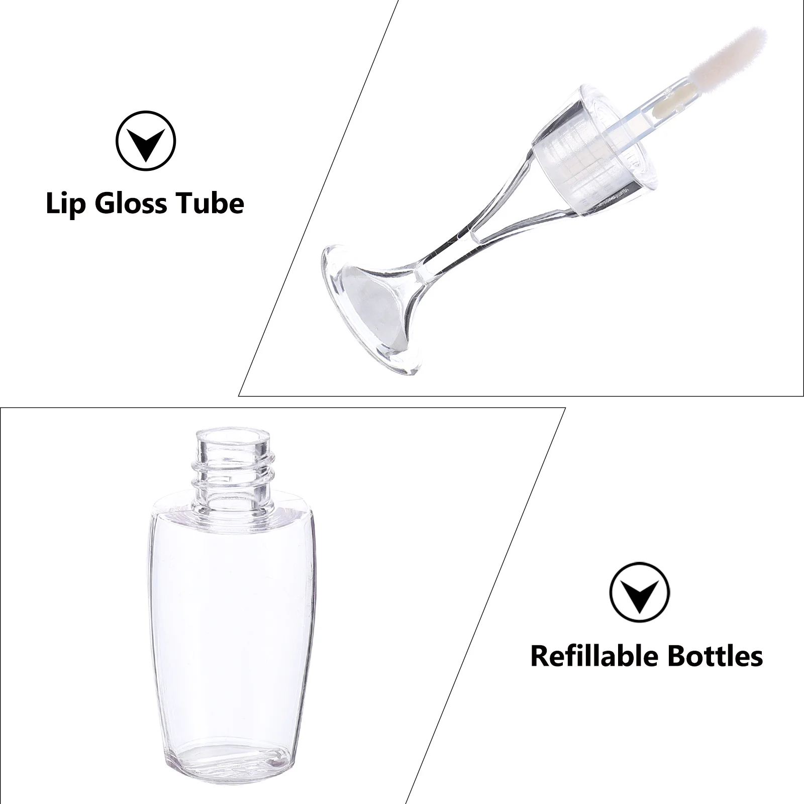 12개입 와인잔 모양 립글로스 튜브 리필 가능한 휴대용 미니 용기 립밤 속눈썹 세럼 보관 재사용 가능한 플라스틱