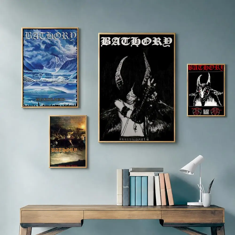 Rock Band B-BathoryS Poster Vintage Retro Anime Poster Stickers Peel and Stick Wall Art Home Decor