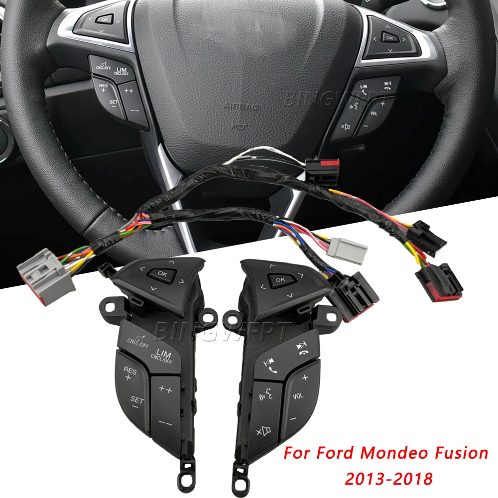 Steering Wheel Control Switch Cruise Control Audio Phone Volume Buttons For Ford Mondeo Fusion 2013 2014 2015 2016 2017 2018