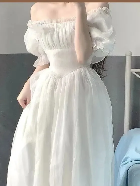 Gaoding Gaun Putri Ruxin Gaun Berbulu Gaya Perancis Rok Putri Trailing Manis Peri Rok Panjang Punggung Pendek Depan Peri