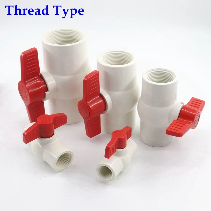 1pc 20~63mm White PVC Ball Valve Farm Agriculture Irrigation Garden Water Connectors Aquarium Storage Shelf Tube Fittings