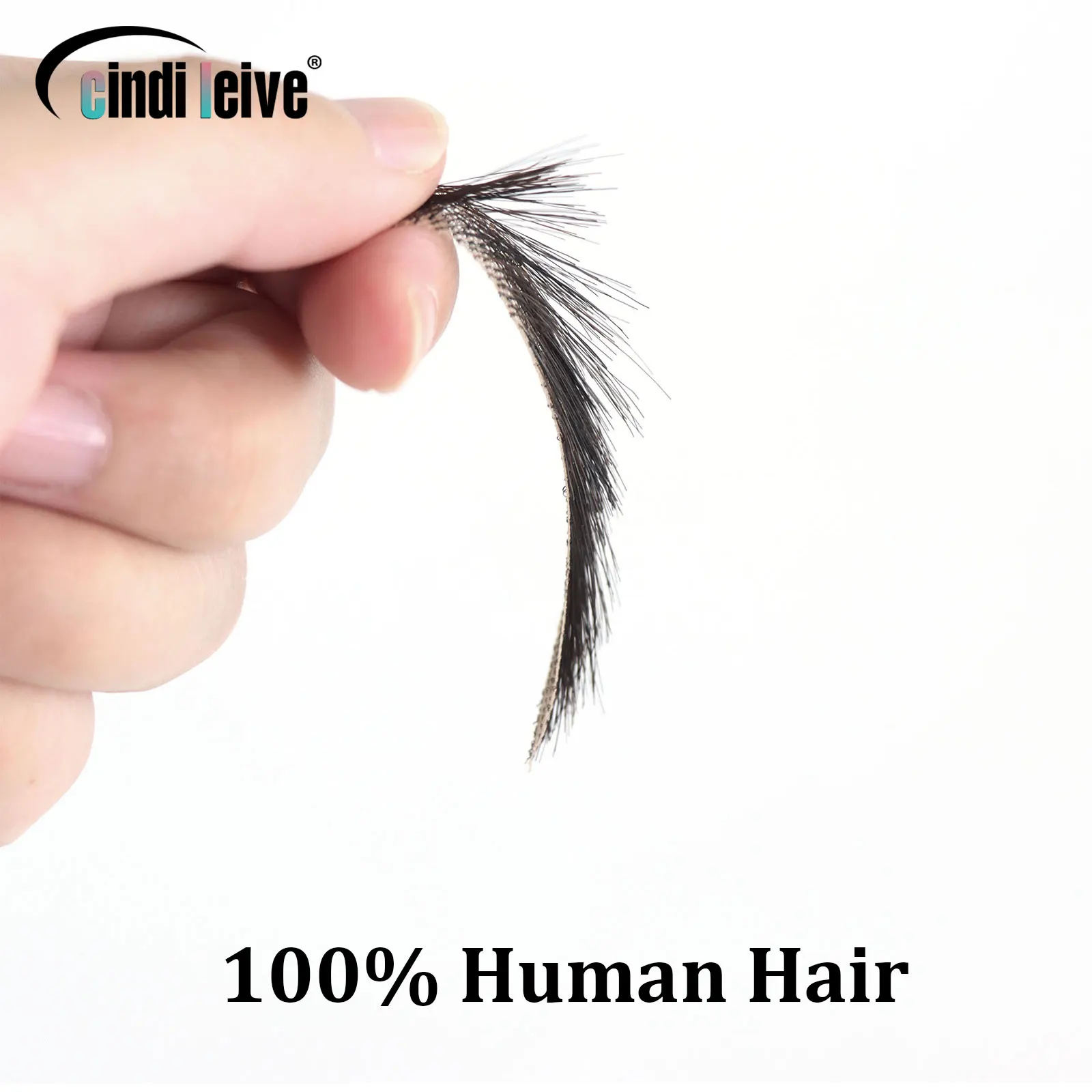 Invisible Natural Black Fake Eyebrows For Men 100% Human Hair Handtied Lace Base Natural Growth 2 Style