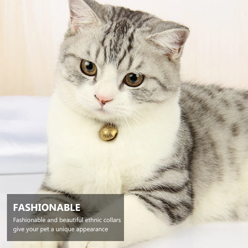 

3Pcs Cat Bell Collar Adjustable Ethnic Design Pet Supplies for Cats Comfortable Fit Reusable Exquisite Workmanship
