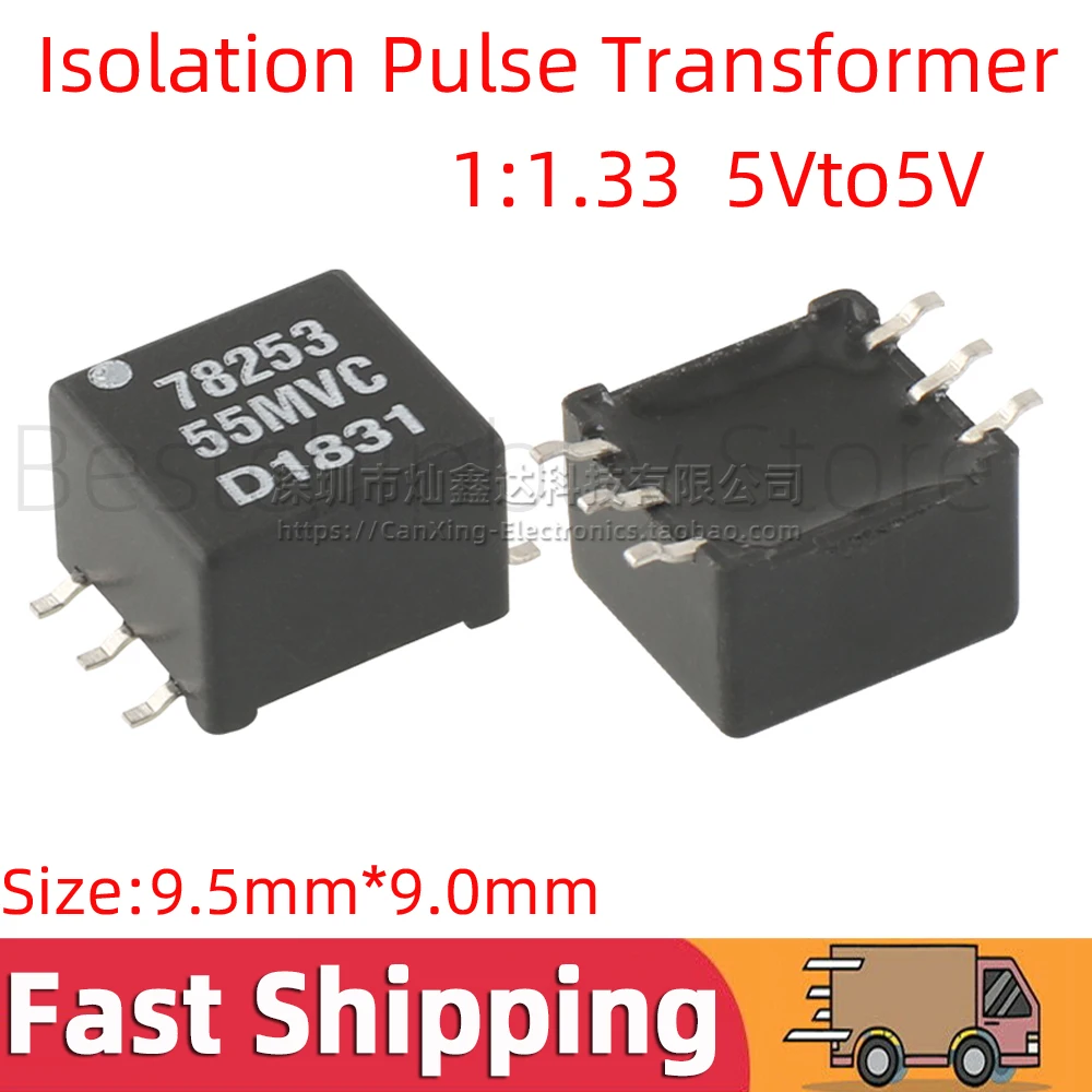 78253/55MVC 78253 55MVC Signal Power Pulse Converter Transformer 1:1.33 5V TO 5V  4KV 4000V Isolator SMT Surface Mount