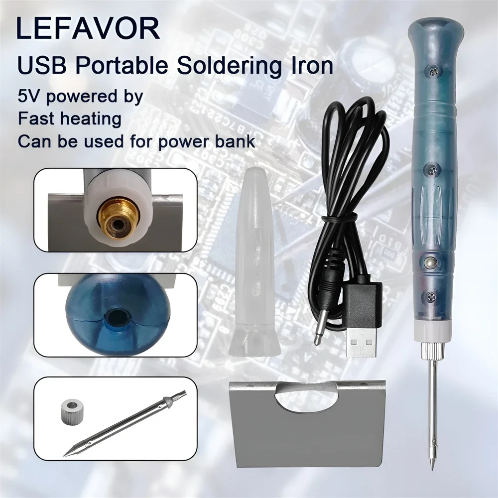 Portable USB Soldering Iron Electric Heating Tools Rework with Indicator Light Handle Welding Gun BGA Electronics Repair Tool