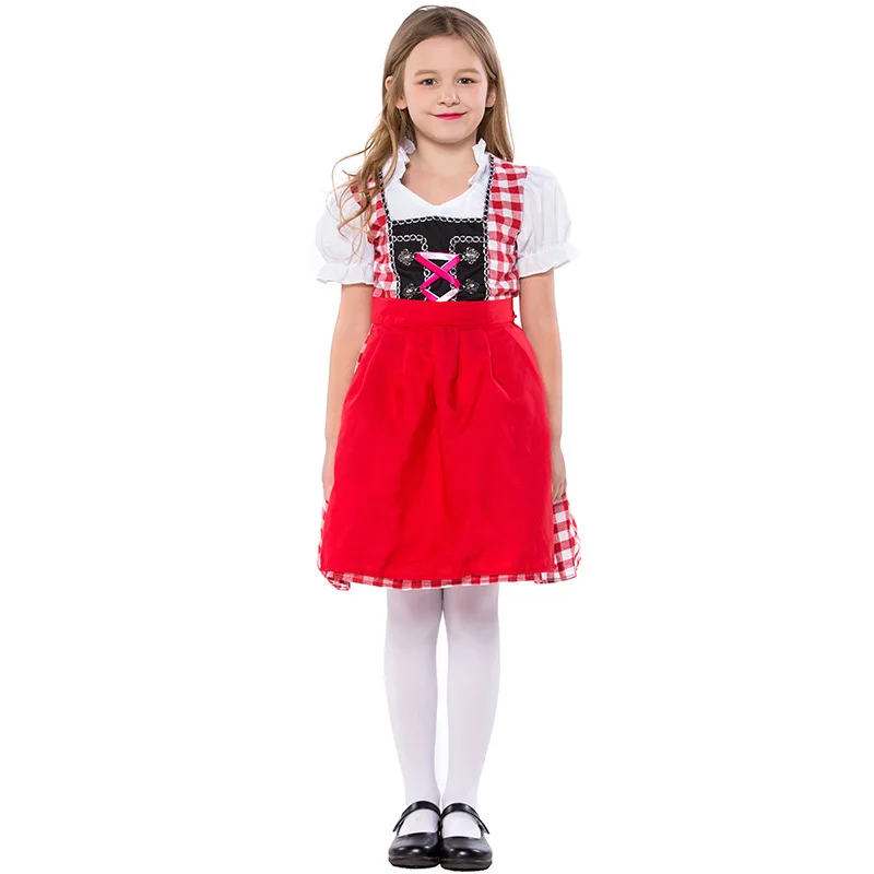 

Children's Oktoberfest Sweetie Inga Long Dress Costume With Appron for Girls Bavarian Tradition Beer Party Costumes