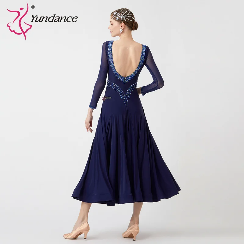 M-23058 New Women Modern Dance Rhinestone Color Diversity Dress Ballroom National Standard Waltz Competition Performance