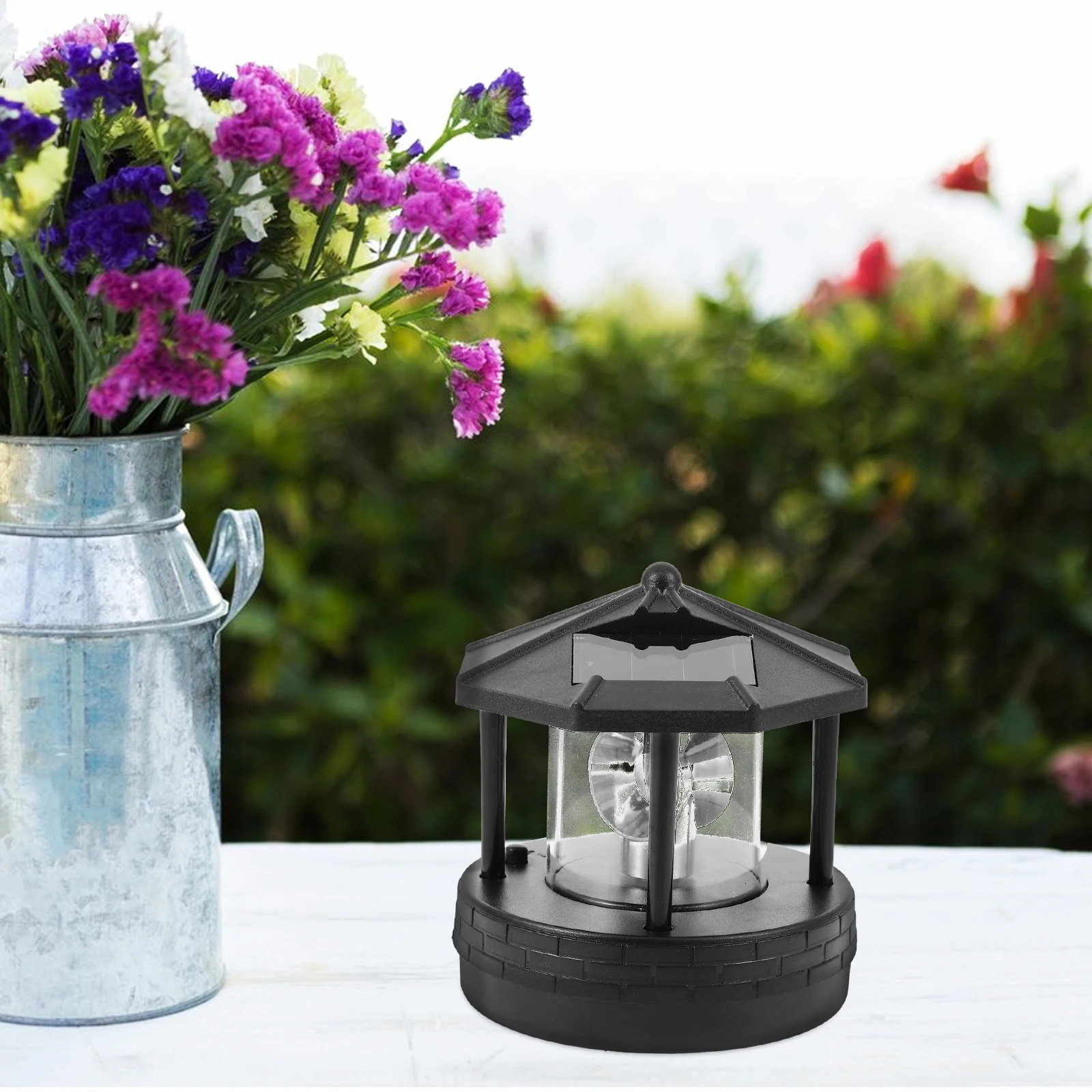 

Rotating Solar Decorative Lights Garden Iron Outdoor Statue Light House Rotating Solar Powered Landscape Lighting