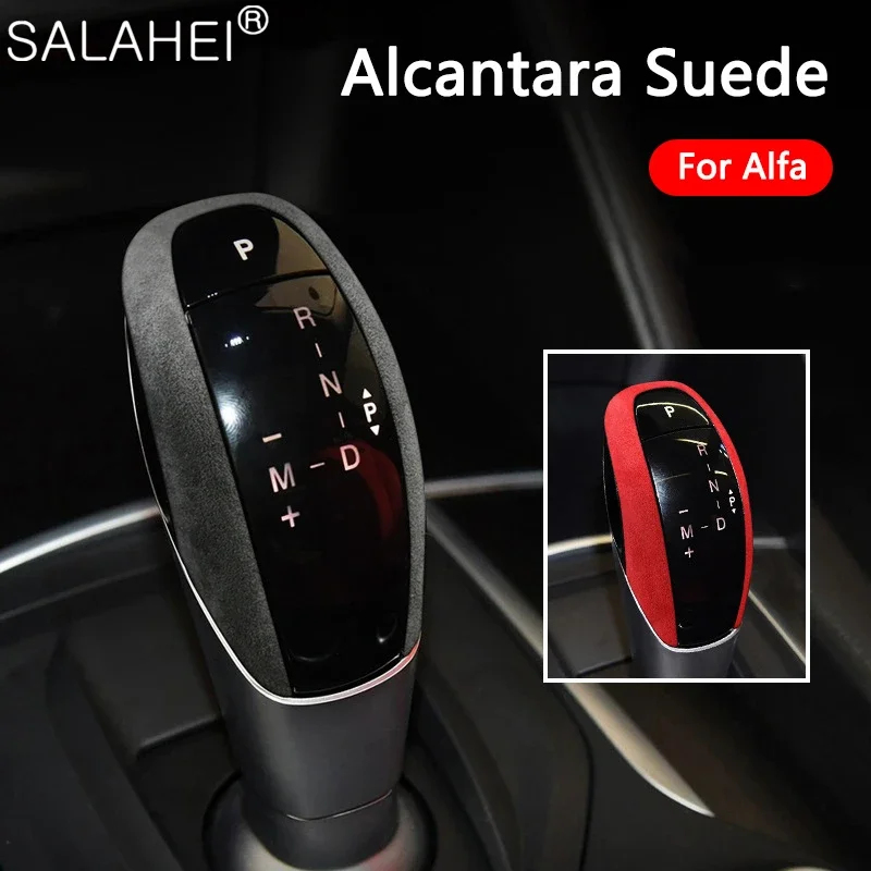 

Alcantara Car Gear Shift Handle Knob Protective Cover Trim Stikcer For Alfa Romeo Giulia Stelvio Interior Modifed Accessories