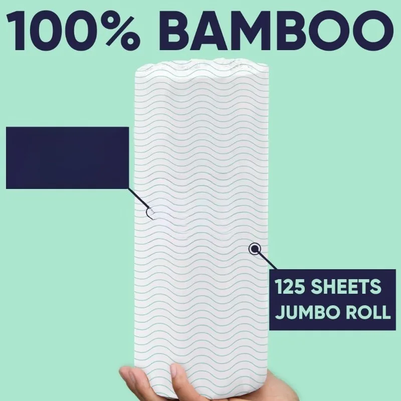 竹製ペーパータオル - 持続可能なクリーニング用の超吸収性と耐久性のあるペーパータオル 40 ロール - FSC 認証、