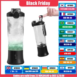 New Portable Blender 600ML Electric Juicer Fruit Mixers 4000mAh USB Rechargeable Smoothie Mini Blender Personal Juicer colorful