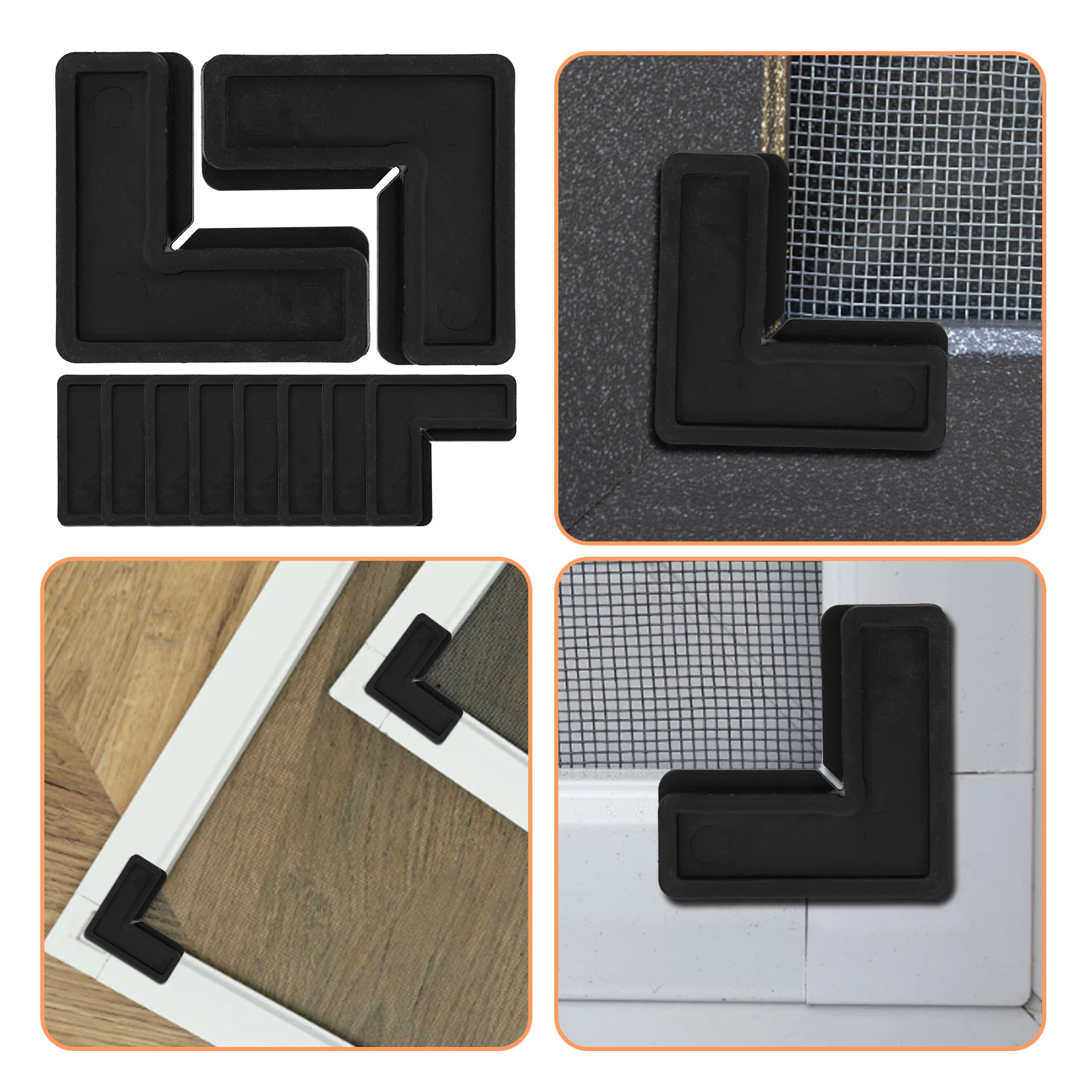 

10pcs Screen Frame Corner L Brackets for Replacement Window Corners Repair Kit 90Degree Fixed Angle Plastic Hardware