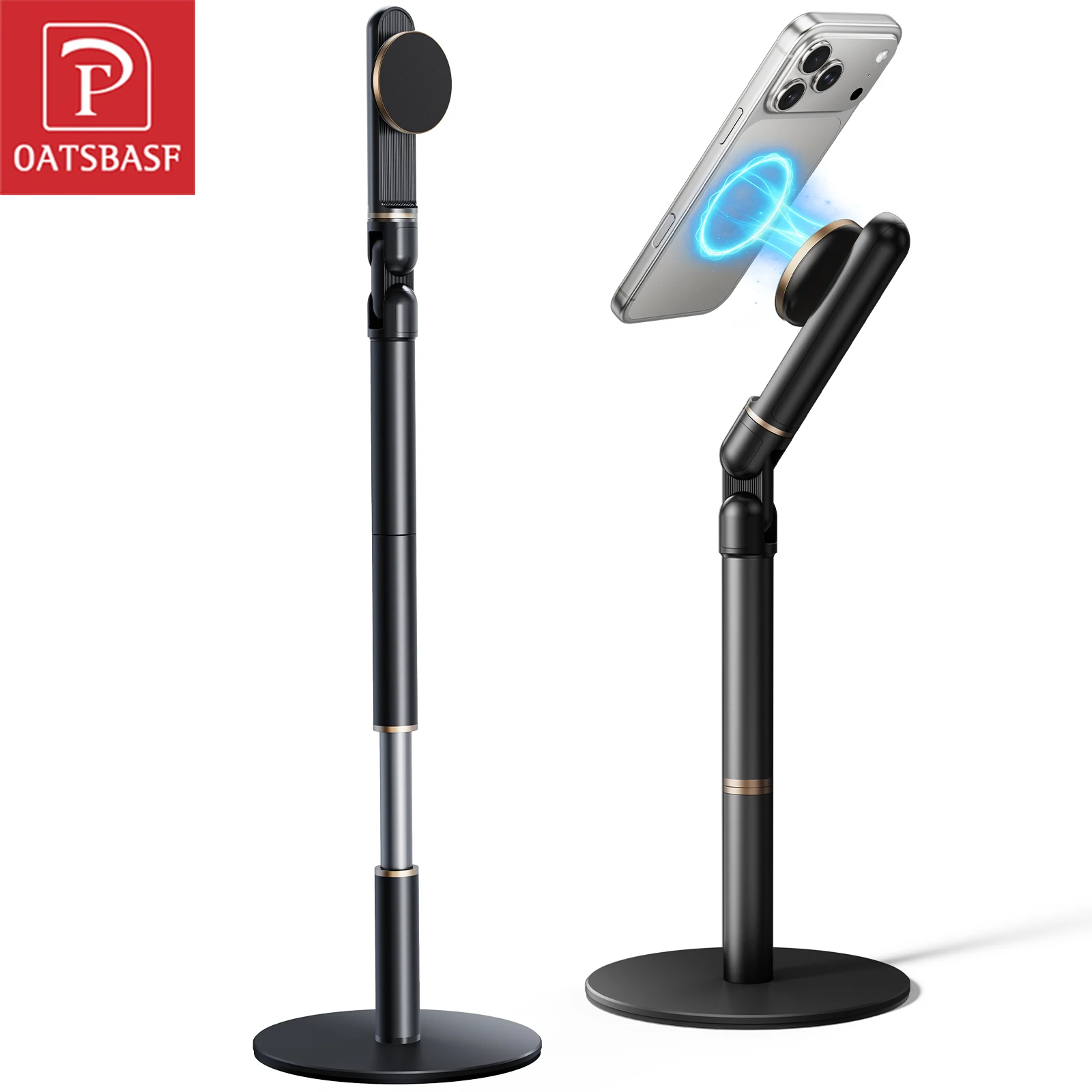 

Oatsbasf Desktop Magnetic Phone Holder Stand 360° Rotatable Height Adjustable 10.2-24.4" Universal for iPhone 17 Pro Max Samsung