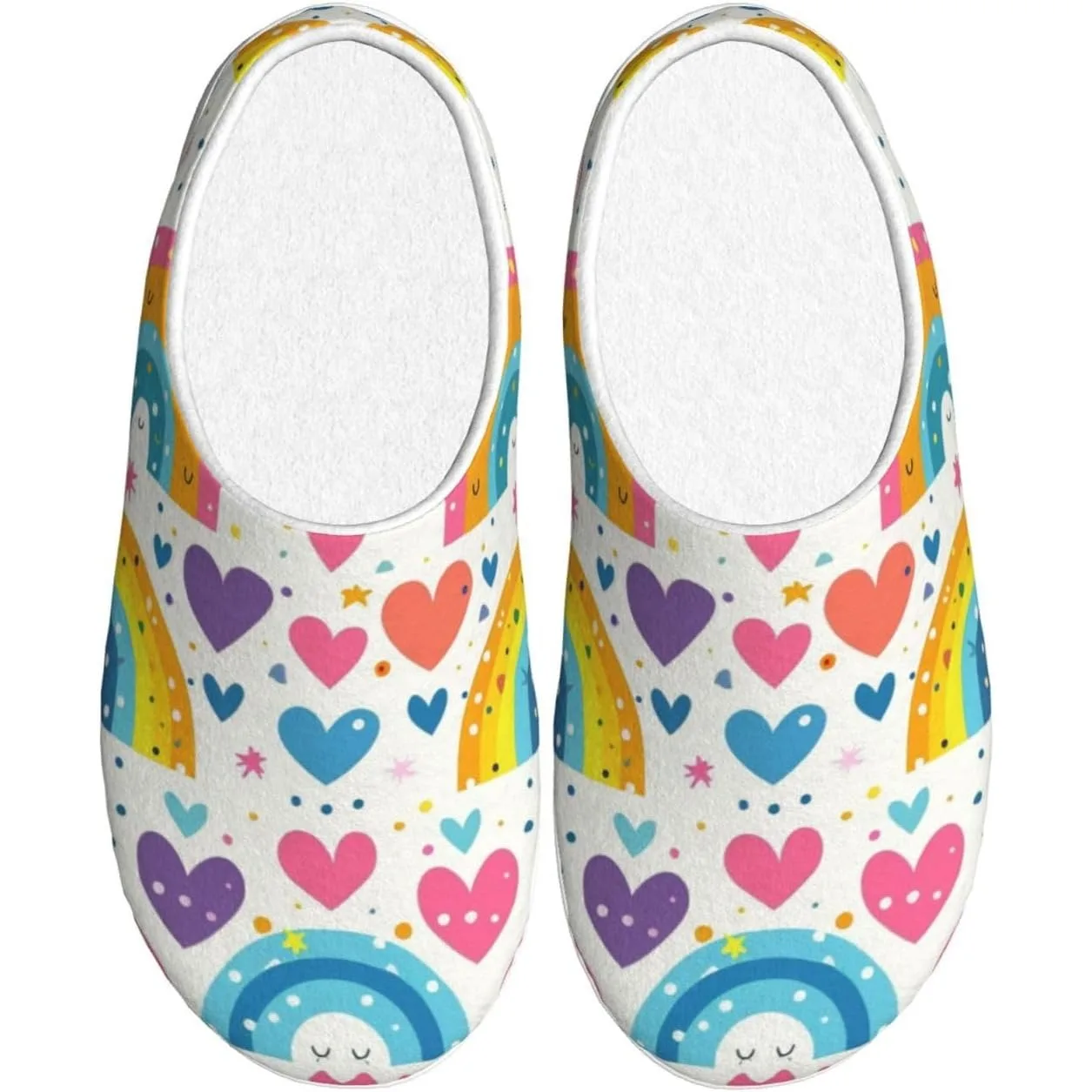 

Cute Rainbows Women’s Cozy Slippers Soft Cotton Indoor & Outdoor House Slippers With Anti-Slip Sole