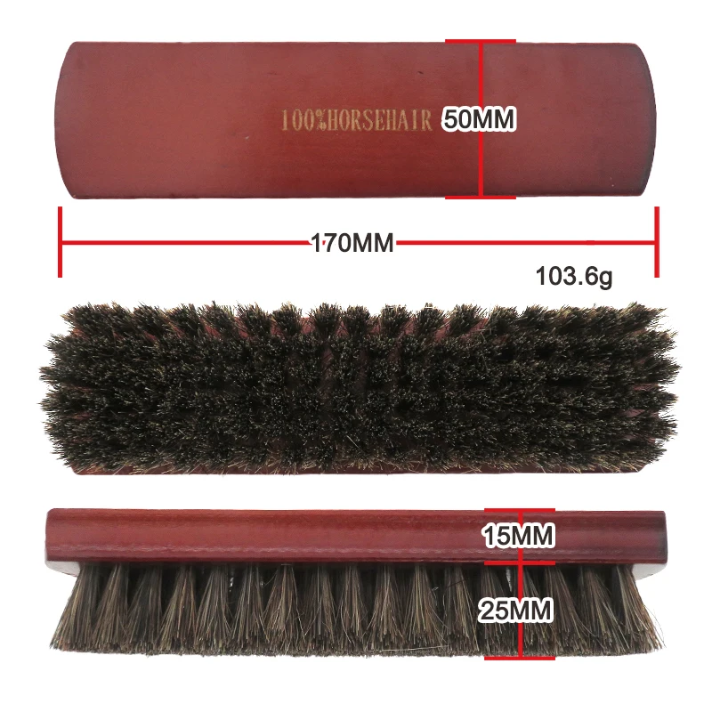 Horsehair Shoe Brush Hand Scrubbing Brush Horse Hair Brushes Polishing Tool Shine Polish Cleaner for Shoes Boots Sofa Car Seat