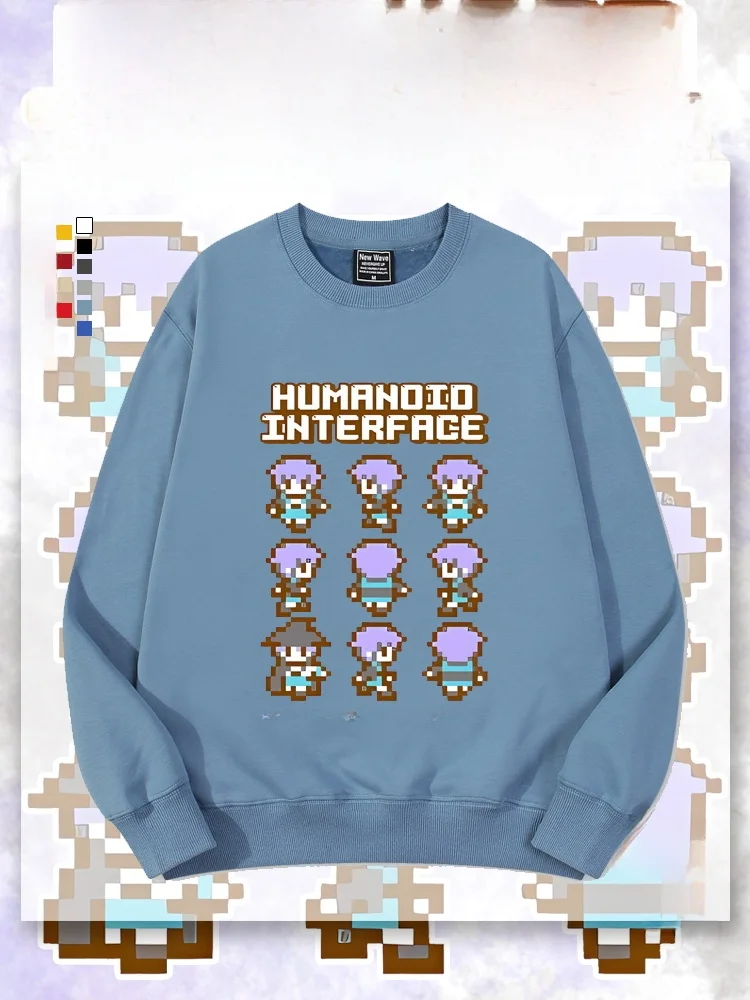 

Мужская толстовка Coolahan с длинными рукавами, на флисовой подкладке, с принтом, свободного кроя, осенне-зимняя, модная, в стиле аниме, пиксель-арт, удобная толстовка