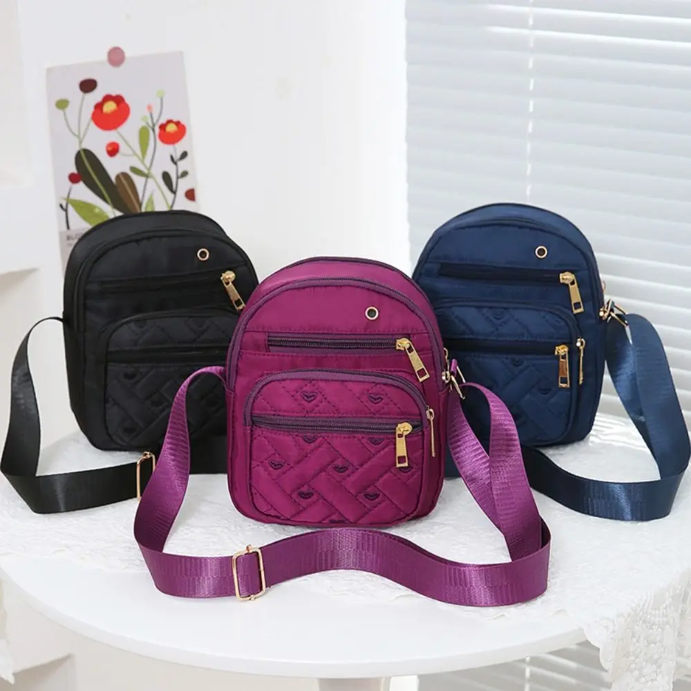 

Повседневная четырехслойная сумка через плечо на молнии, пятислойная нейлоновая сумка на плечо, однотонная маленькая сумка для телефона в корейском стиле, продуктовые сумки