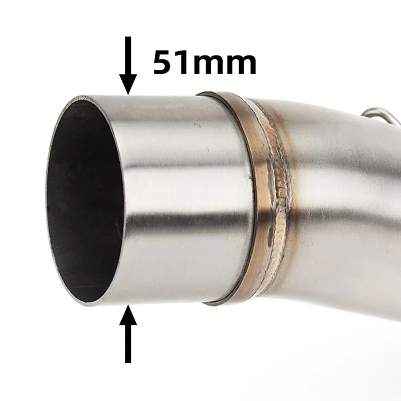 M49K-Stainless Steel 51Mm Motorcycle For Kawasaki Ninja250 Ninja400 Ninja500 Z250 Z400 Z500 Exhaust Mid Pipe 2017-2025