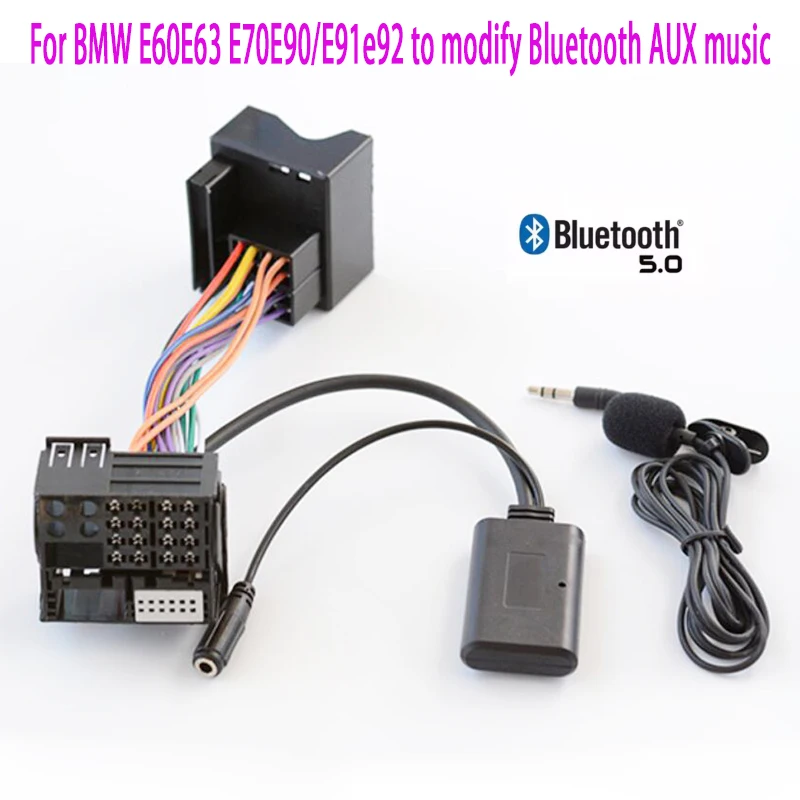 Bluetooth 5.0 Music Audio Adapter Microphone Cable For BMW CDE60E63 E70E90/E91e92 to Modify Bluetooth AUX Music